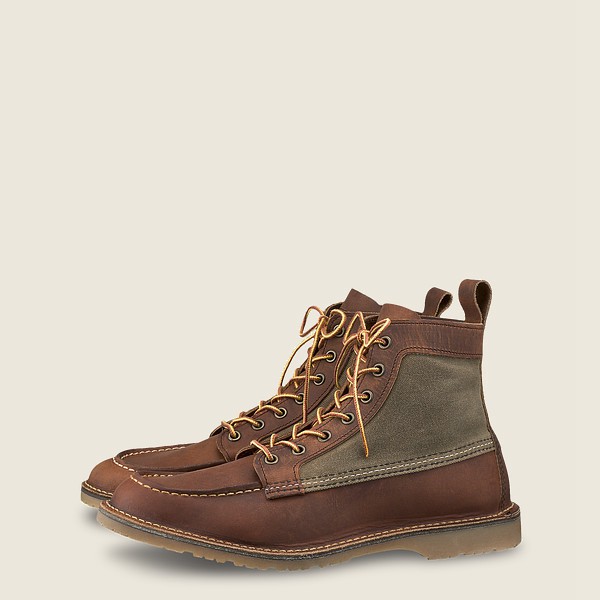 Botas Red Wing Heritage Hombre Marrom - Weekender Lona Moc - 6-Inchr Rough & Tough Cuero - 023-KOPAZ